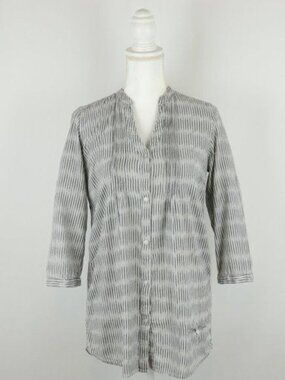 Sundance Women's Extra Small Black White Stripes 3/4 Sleeve Button Up Shirt